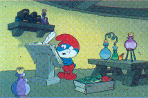 Papa Schlumpf verzweifelt an einem Zauber.